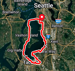 The 62-mile route includes ferry rides to and from Vashon Island.